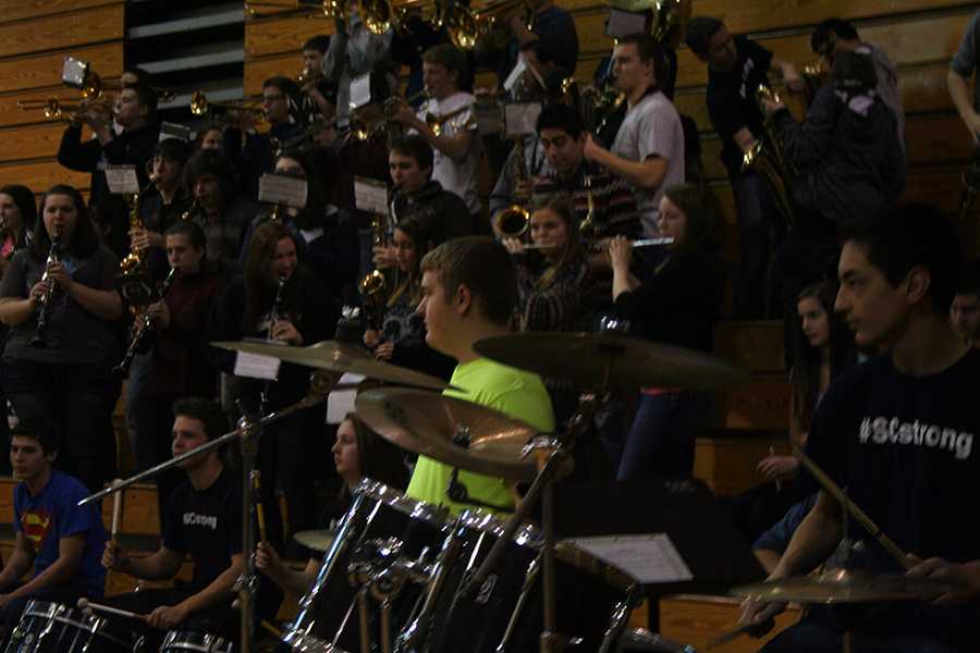 The SCHS Band at a Pep Rally. They took first and second place at Wentzville-Holt High School.