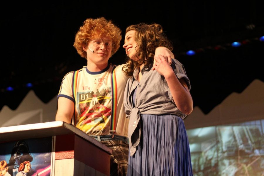 Noah Sutton (left) and Livy Pothoff (right) mid-performance