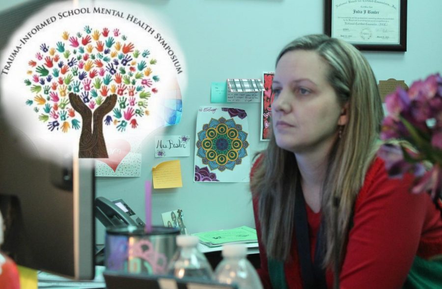 Julia Basler Head of the Guidance Department working at her desk