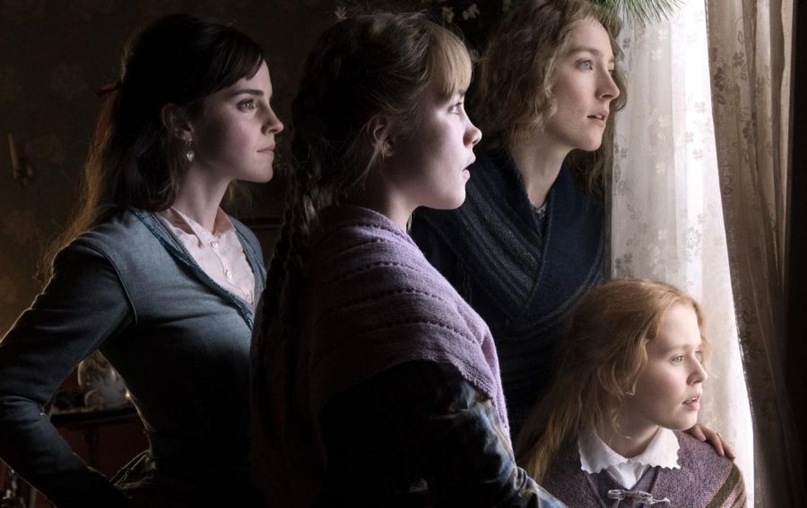 The featured image of the promotional material for 2019s Little Women (Left to right- Emma Watson, Florence Pugh, Saoirse Ronan, and Eliza Scanlen)