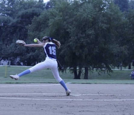 Sophomore pitcher Maddie Jackson hurls a pitch against rival team St. Charles West