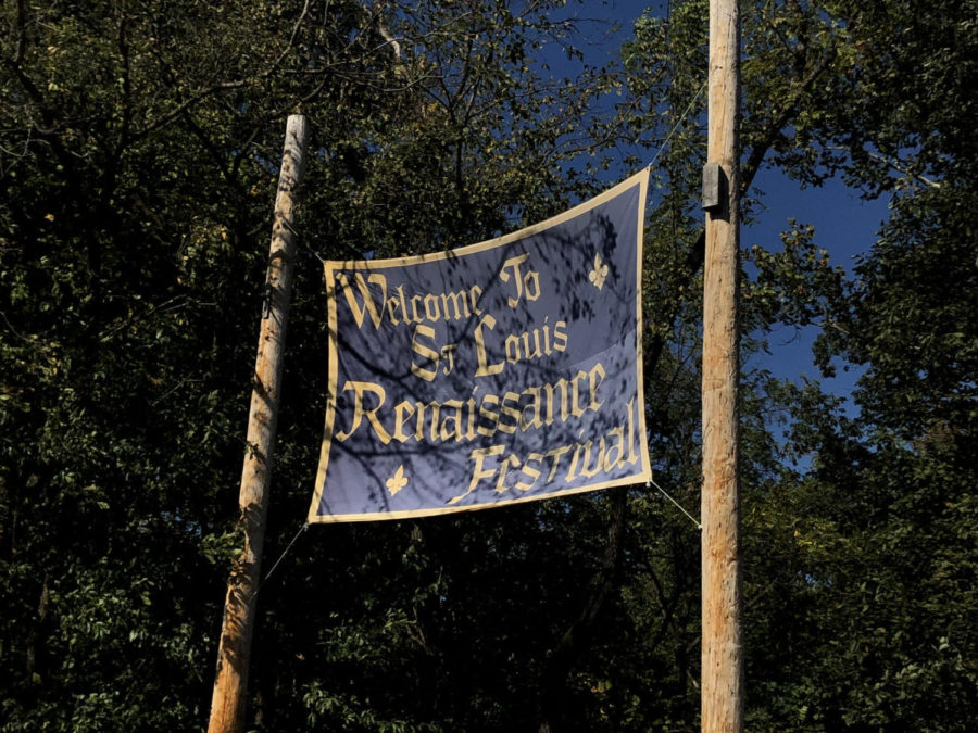 The STL Renaissance Festival sign greets each patron at the entrance of Rotary Park in Wentzville, Missouri.