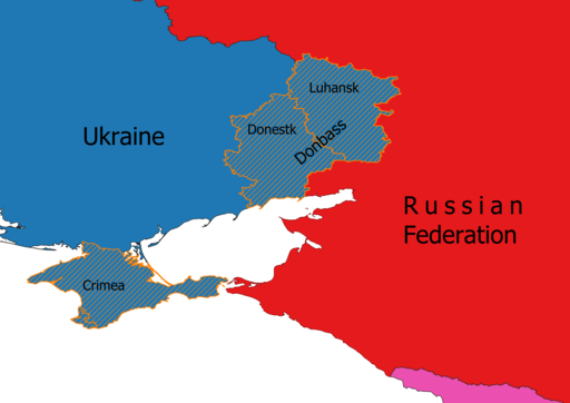 A map of disputed regions in Ukraine 