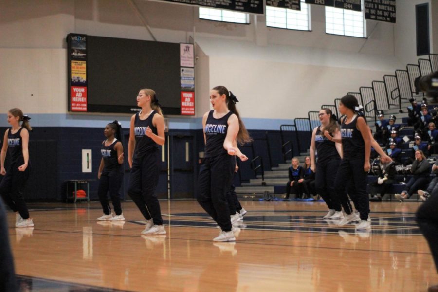 Danceline performing at assembly