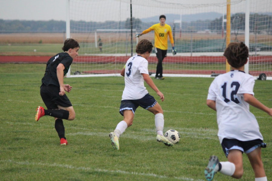 Ethan Mercurio about to take a shot at goal.