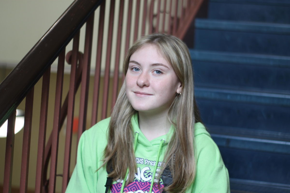 A picture of Stevie Myers in the A-Building staircase.