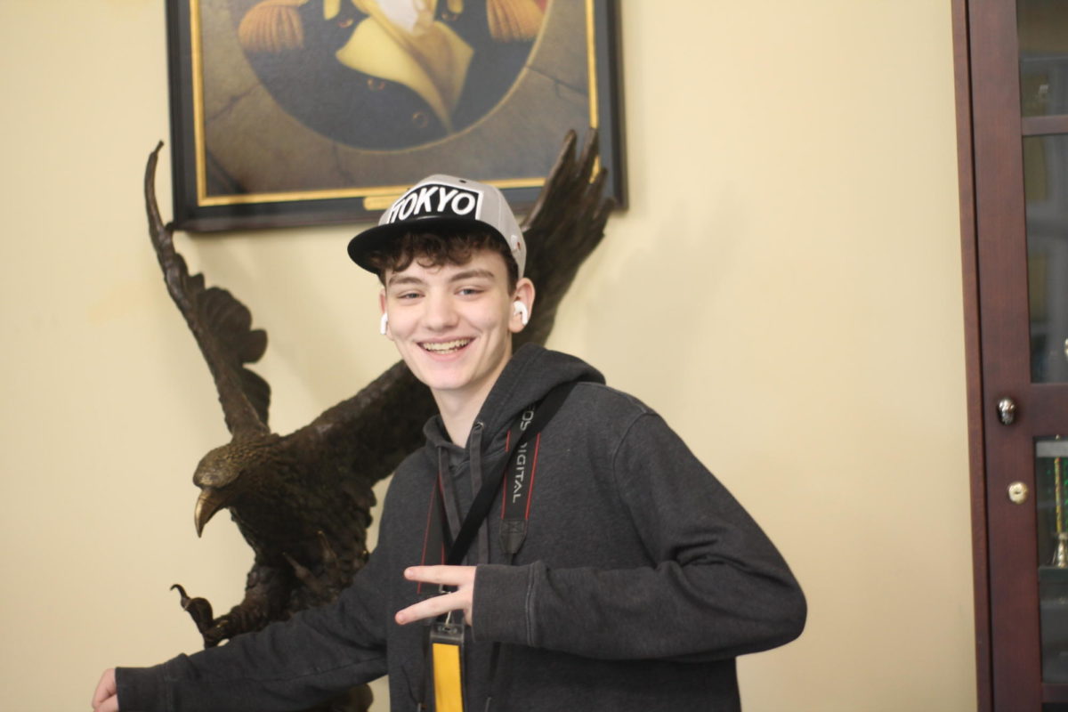 Jude Kilgore having a good time with an eagle.