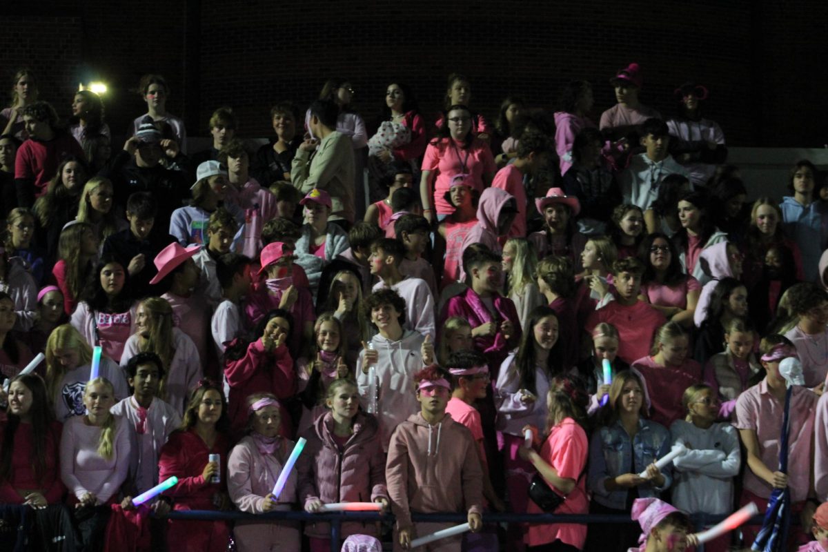 Pink-out students section for breast cancer awareness. 