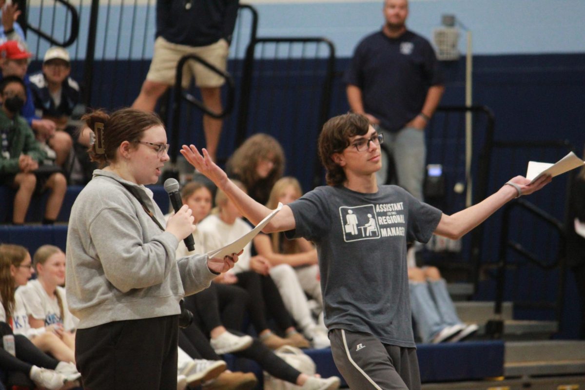 Maria Linhoff and Ethan Cox during the homecoming assembly 