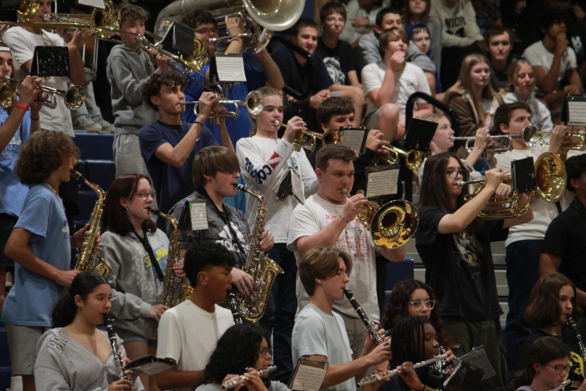 Band performing during the assembly