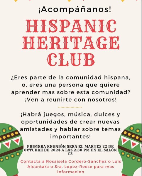 Hispanic Heritage club poster for the first meeting