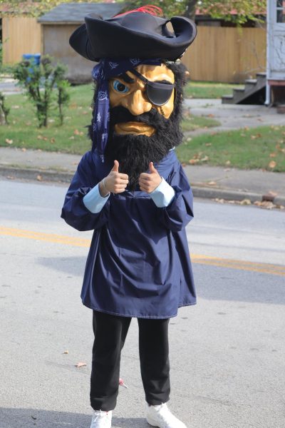 Logan Ruesch walks around in the parade showing off the new look