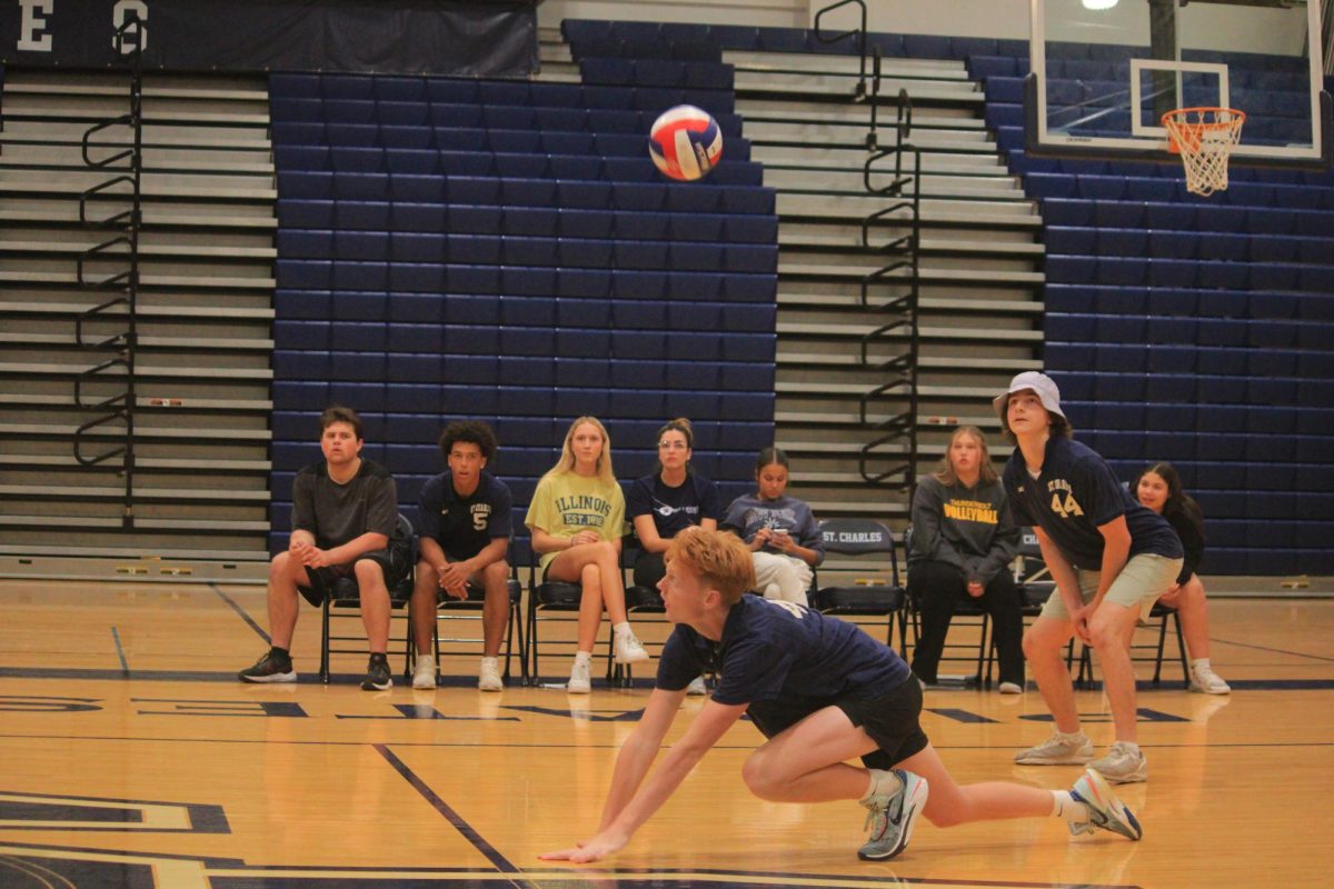 Zach Rohlfing diving for the ball during PowderBuff