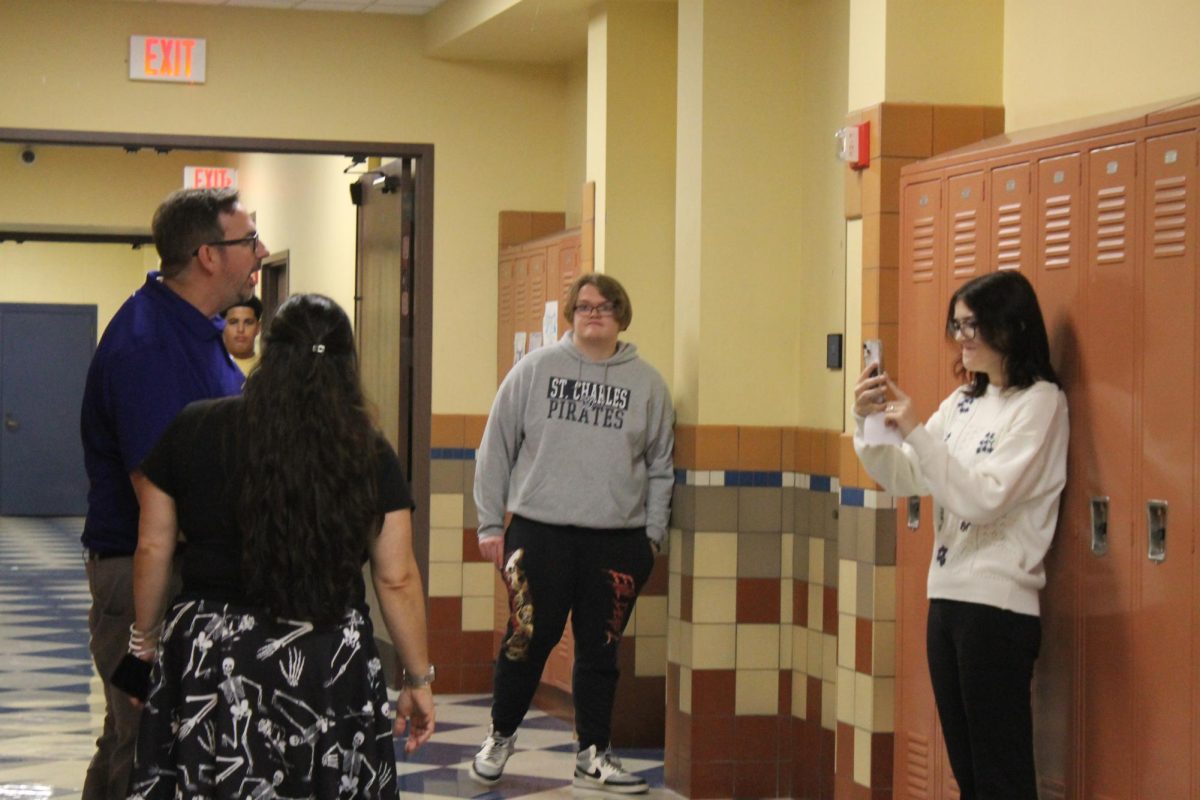 On September 24th Senior Ariana Allen takes a video of Sra. Lopez Reese and Spanish teacher James Eddy about what they thought the theme for the Yearbook would be. Allen tried not to laugh at how Reese and Eddy were acting. 