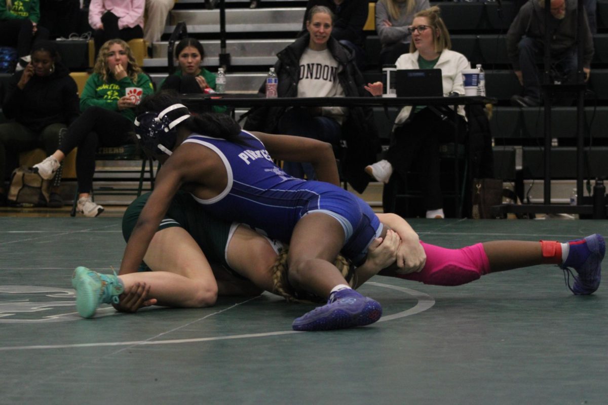 Cecile Puati taking down her opponent. 