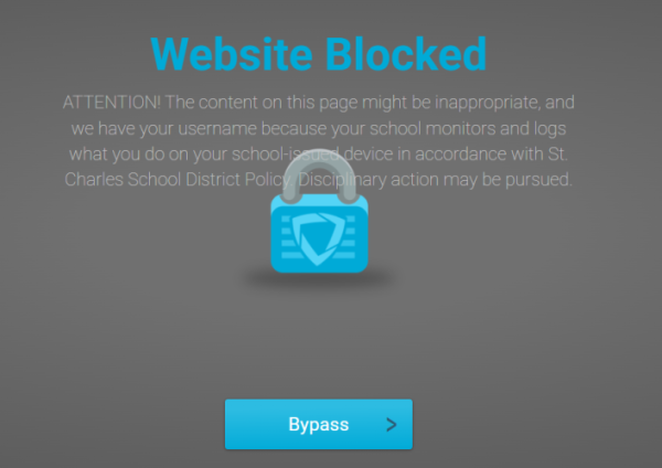 Message shown on district computers when a website is blocked