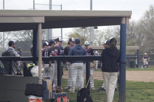 Baseball team talking together