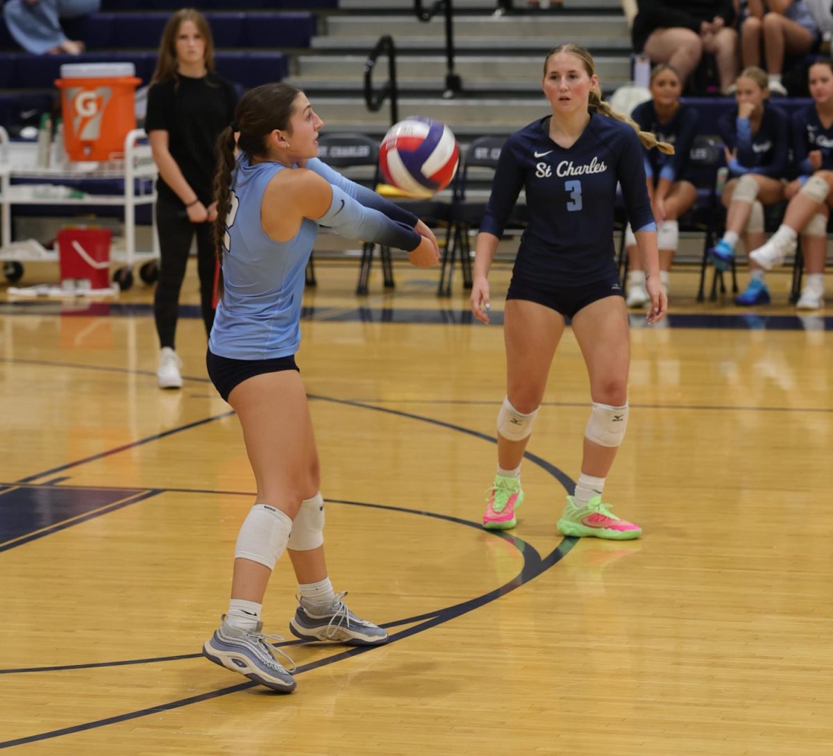Lilly Bott passing the ball to the setter