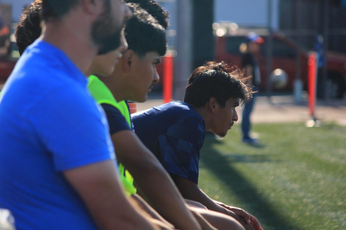 Julian DeAnda focused on the bench.