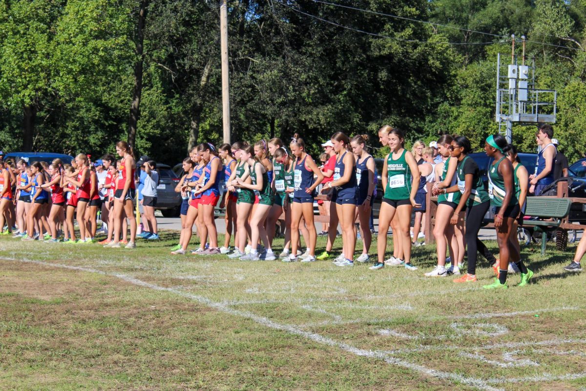 Girls Cross Country gets ready to start their race.