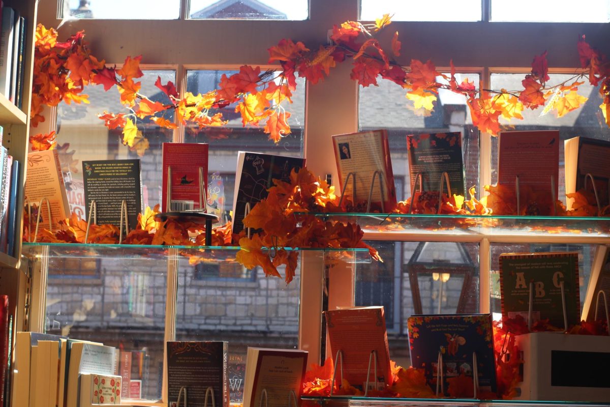 Books Displayed in a Window at Main Street Books.
