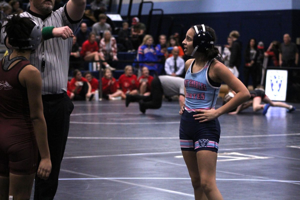Mia Brown looks at the referee during her match on Nov. 22.