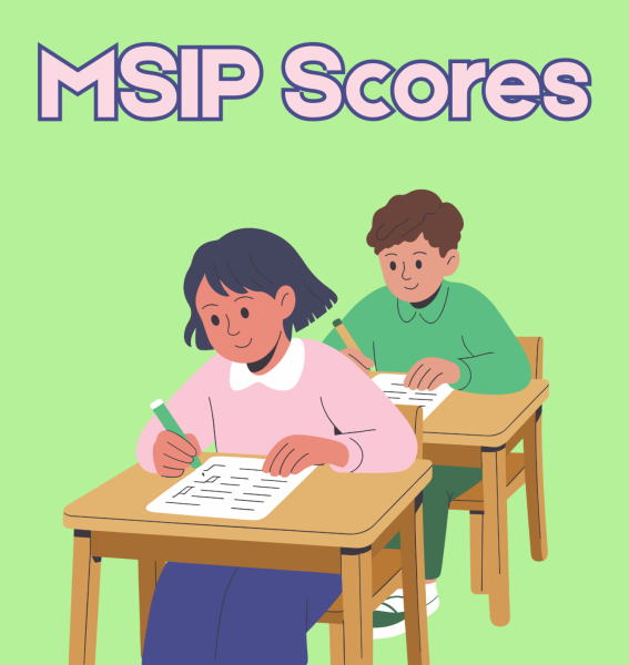 A Canva Graphic that says MSIP Scores and has a cartoon picture of two students studying at desks.