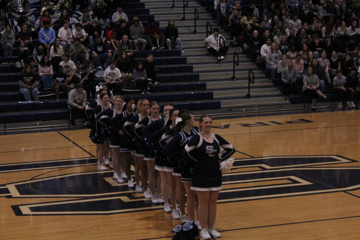 JV Cheer lines up for their performance on Nov. 25