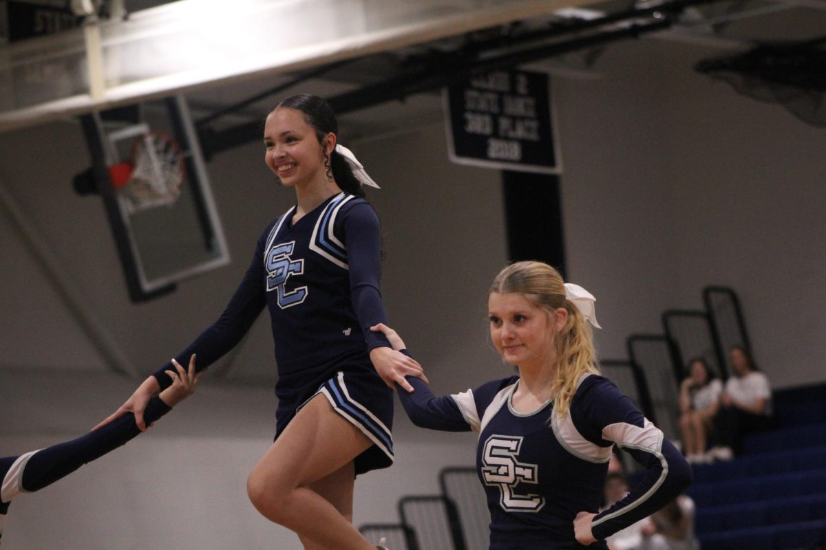Izzy Lewis and Sophie Lawrence fly in a stunt on Nov. 25