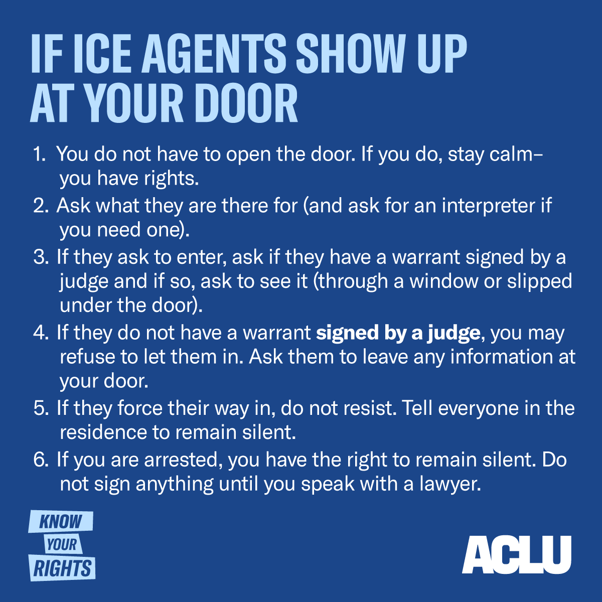 Know your rights infographic (ACLU)
