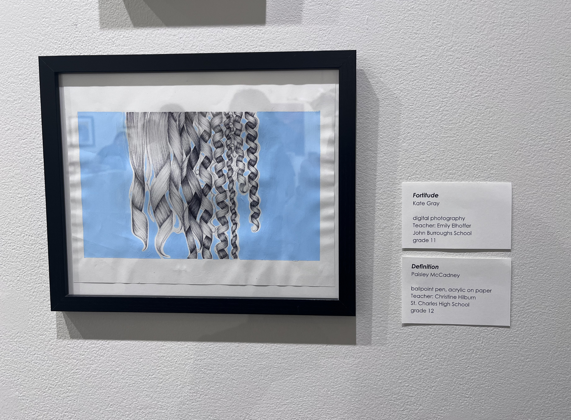Senior Paisley McCadney's artwork presented at the Foundry Art Centre from March 6-21. This artwork is a part of their portfolio on the theme of being biracial and growing up as a girl.