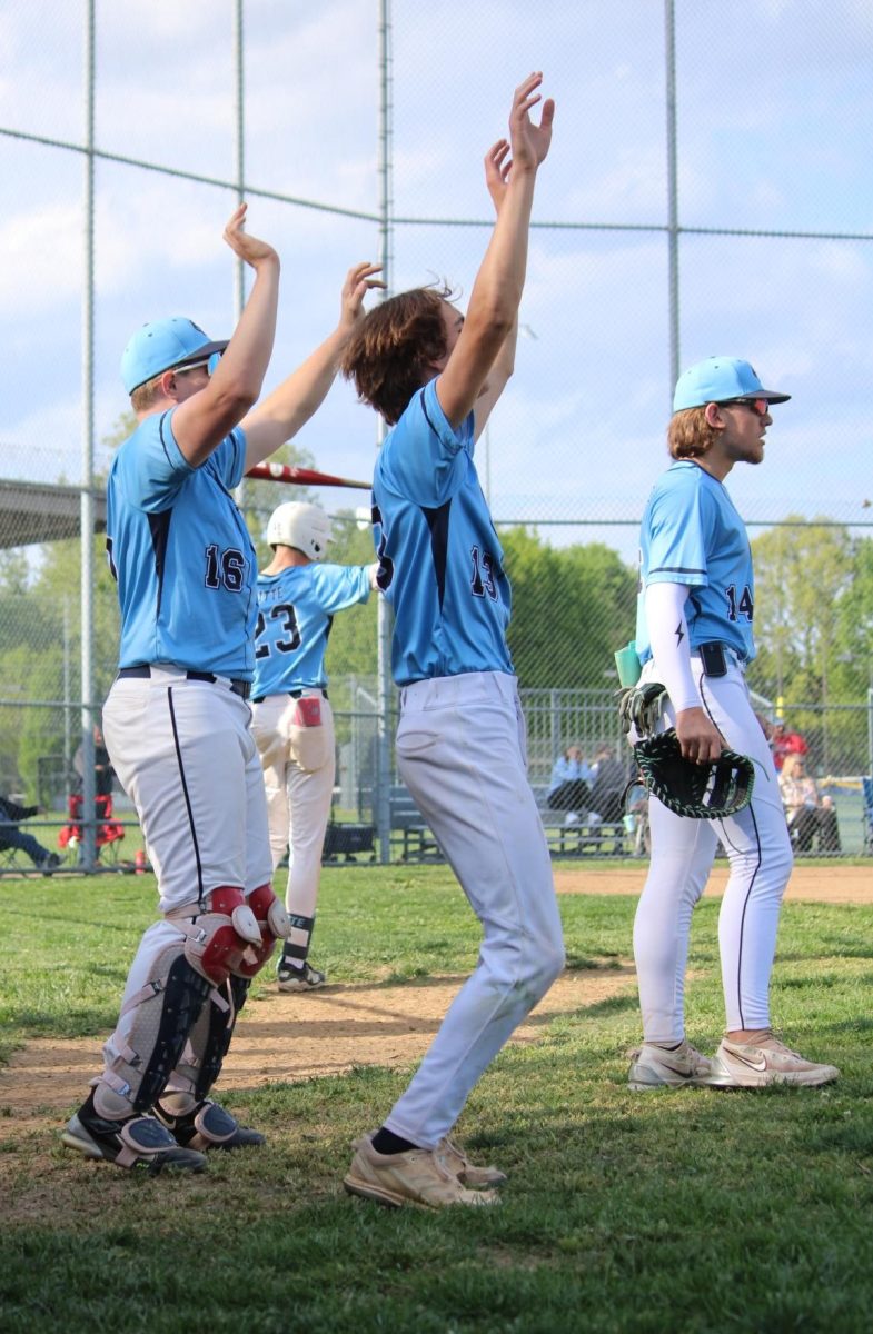 SCHS Baseball celebrates the play.